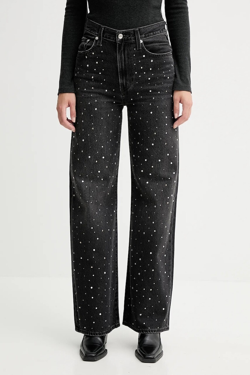 Rifle Levi's RIBCAGE WIDE LEG čierna farba, A6081.0055