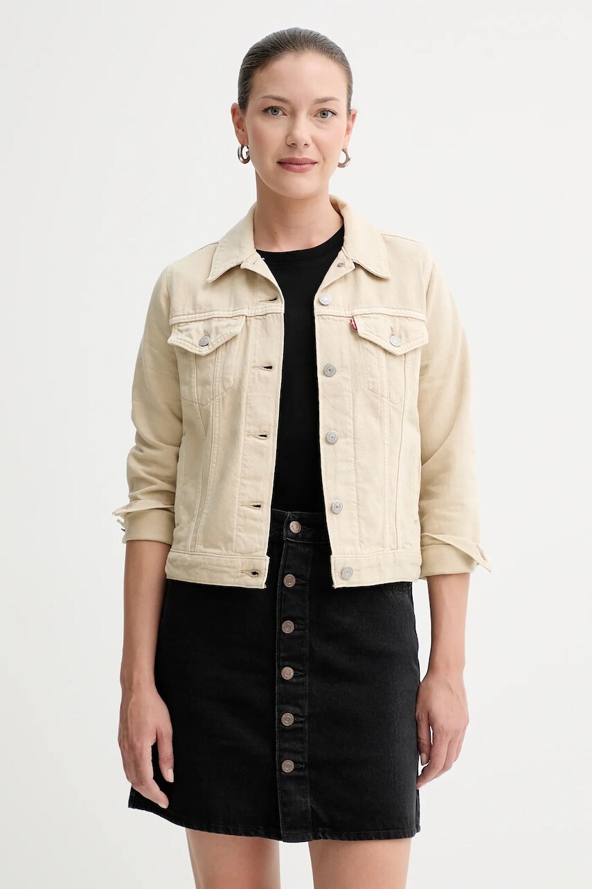 Rifľová bunda Levi's béžová farba, prechodná, 29945