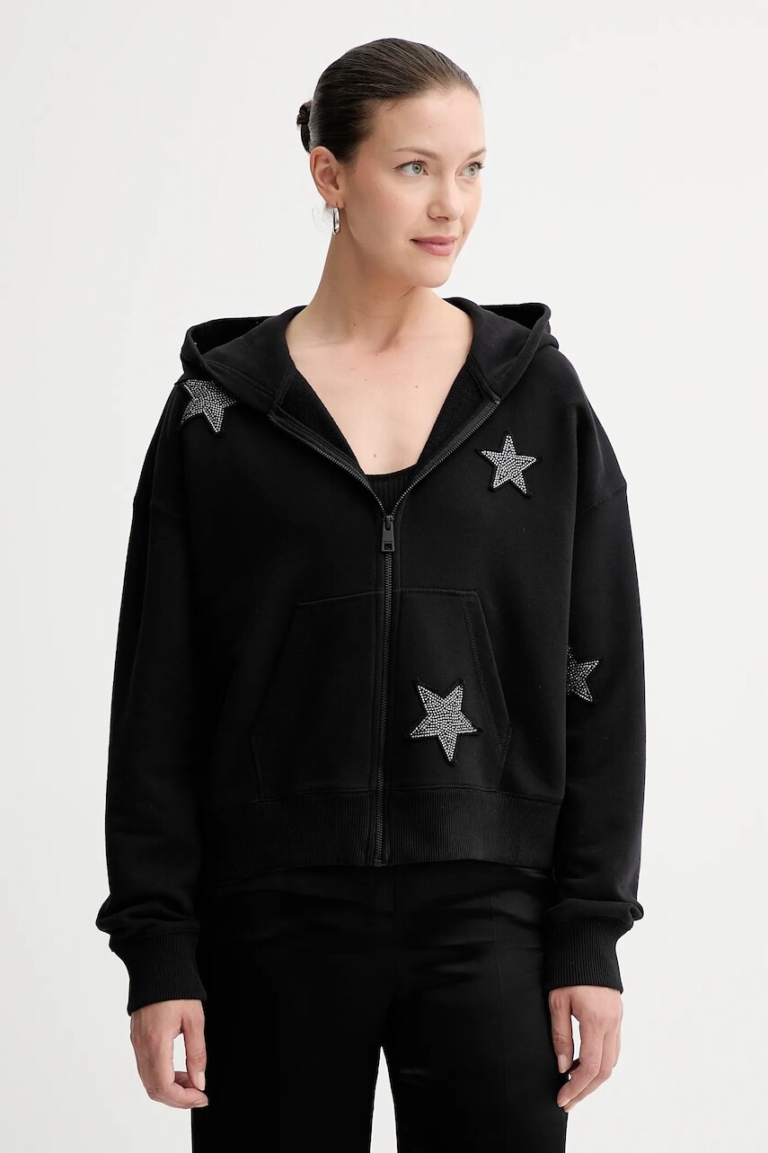 Mikina ZADIG&VOLTAIRE čierna farba, s kapucňou, s nášivkou, JWSS01666