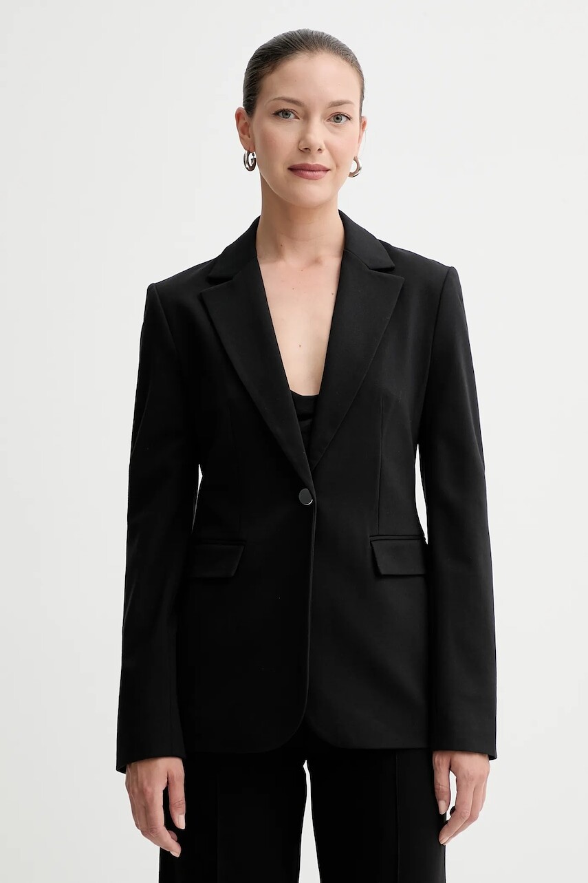 Sako Calvin Klein čierna farba, jednoradové, jednofarebné, LV044B491G