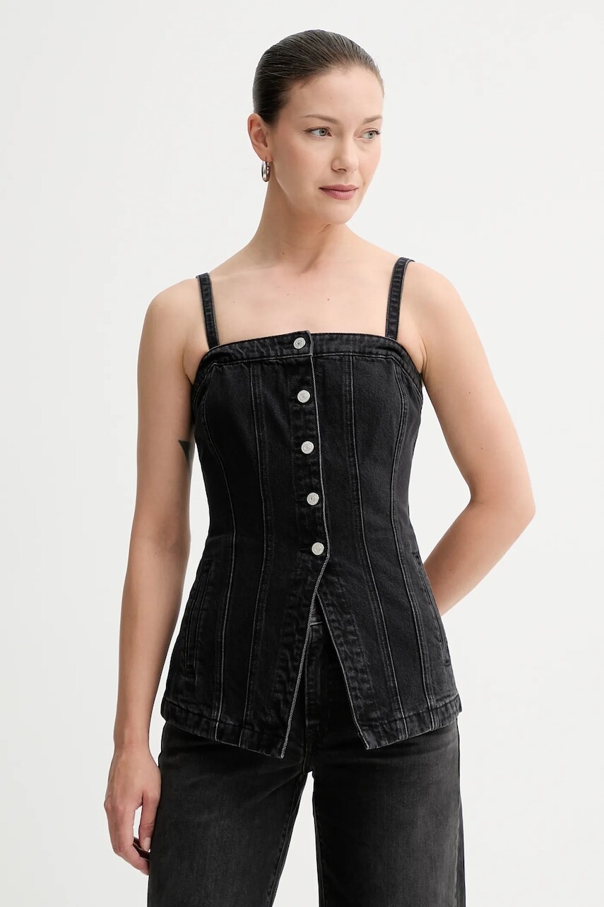 Džínsový top Levi's čierna farba, jednofarebná, 003Z5