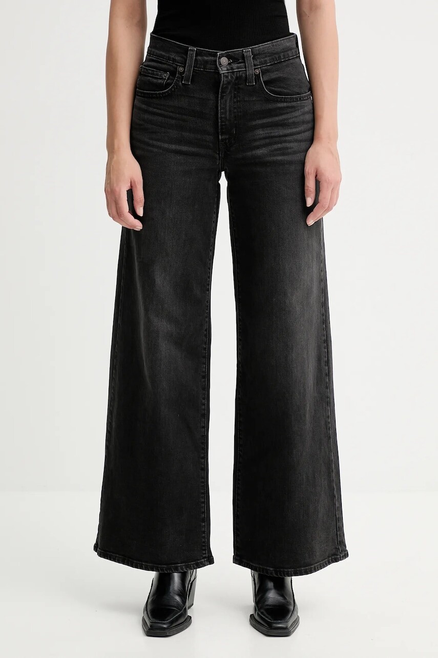 Rifle Levi's 728 HR WIDE LEG čierna farba, 0039B