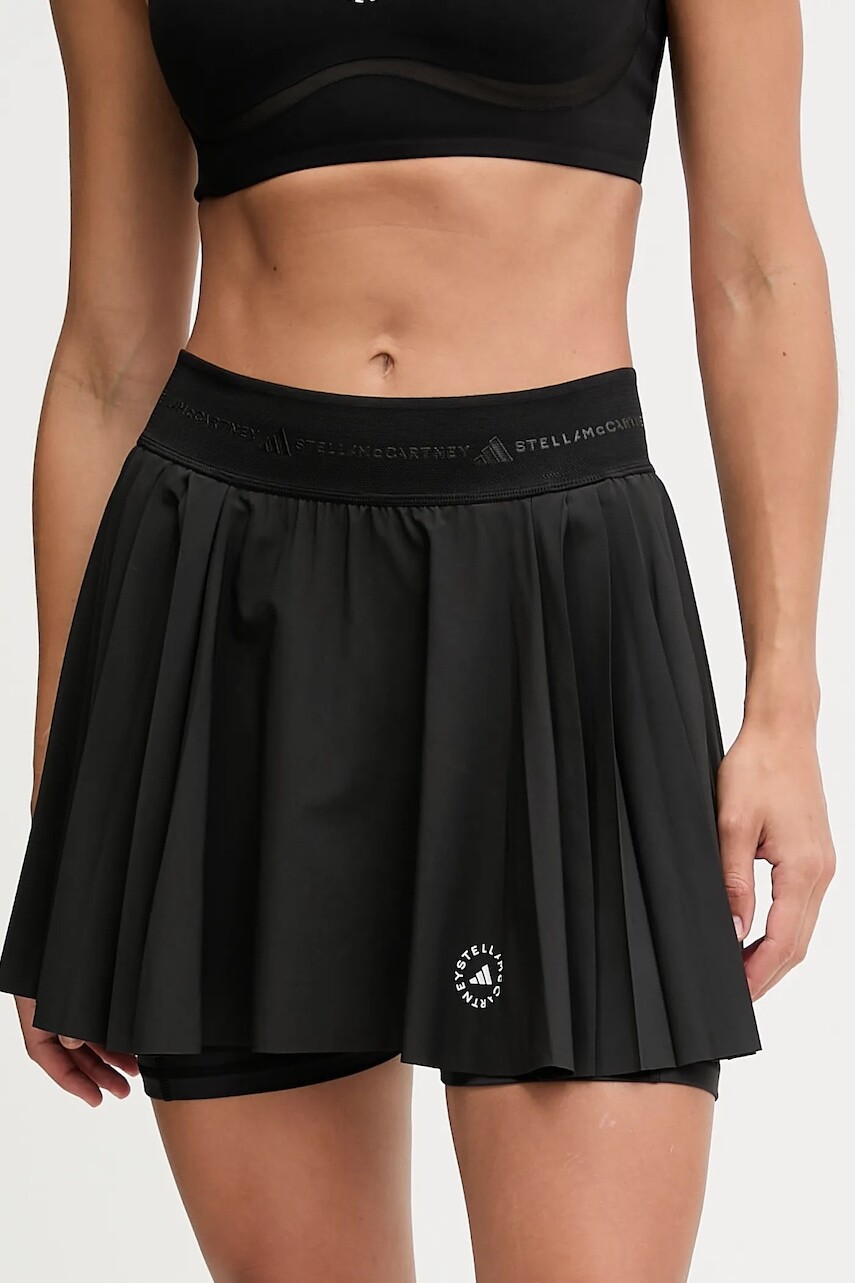 Športová sukňa adidas by Stella McCartney čierna farba, mini, áčkový strih, JX4330