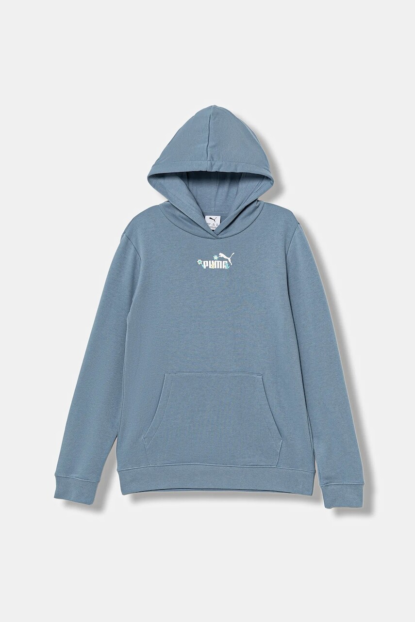 Detská mikina Puma ESS NATURE 2.0 Hoodie TR G modrá farba, s kapucňou, s potlačou, 688762