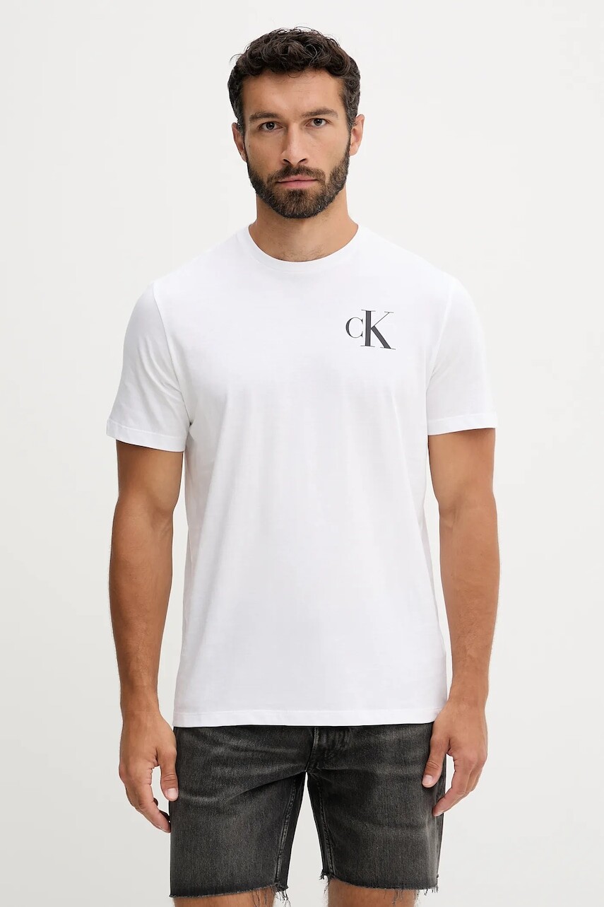 Bavlnené tričko Calvin Klein Jeans pánske, biela farba, jednofarebné, LV04RD865G