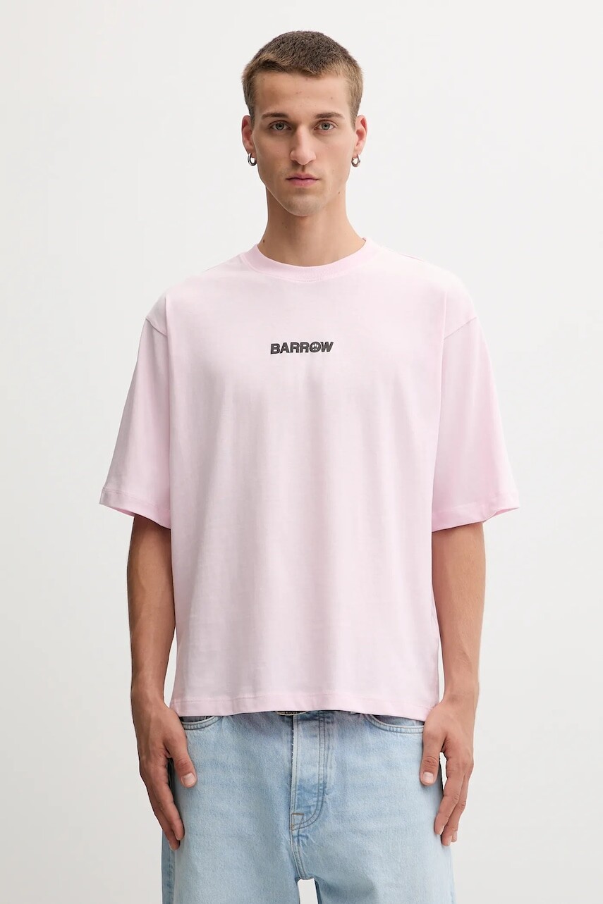 Bavlnené tričko Barrow ružová farba, vzorované, F5BWUATH049