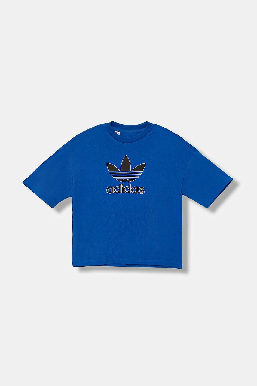 Detské bavlnené tričko adidas Originals modrá farba, s potlačou, JY1138