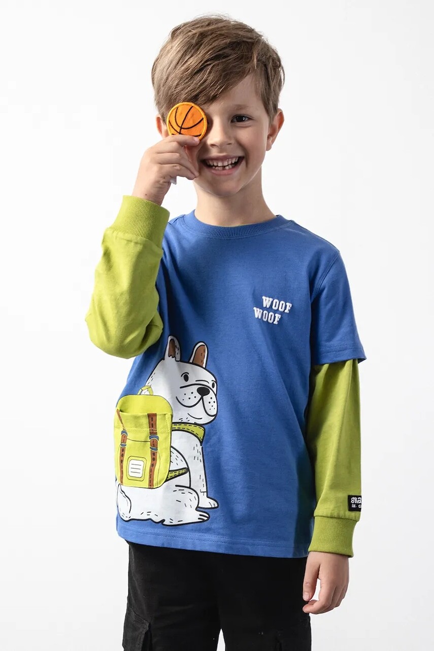 Detské bavlnené tričko Coccodrillo modrá farba, s potlačou, ACADEMY BOY KIDS