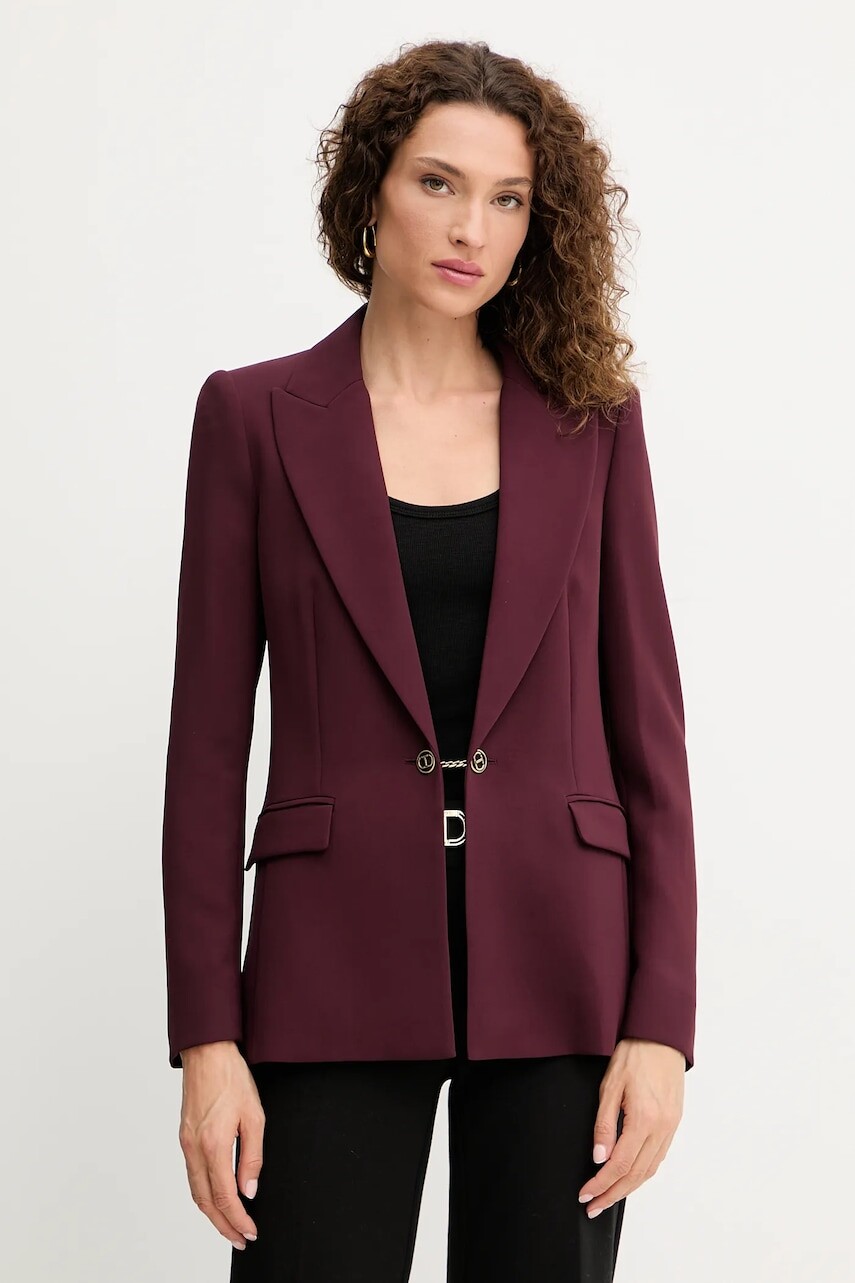 Sako Twinset bordová farba, jednoradové, jednofarebné, 252TP2590