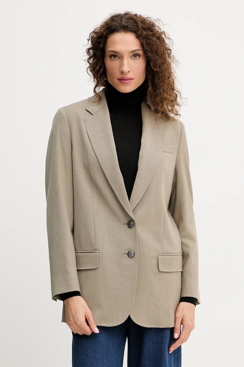 Vlnené sako Marella zelená farba, jednoradové, jednofarebné, 2523046101200