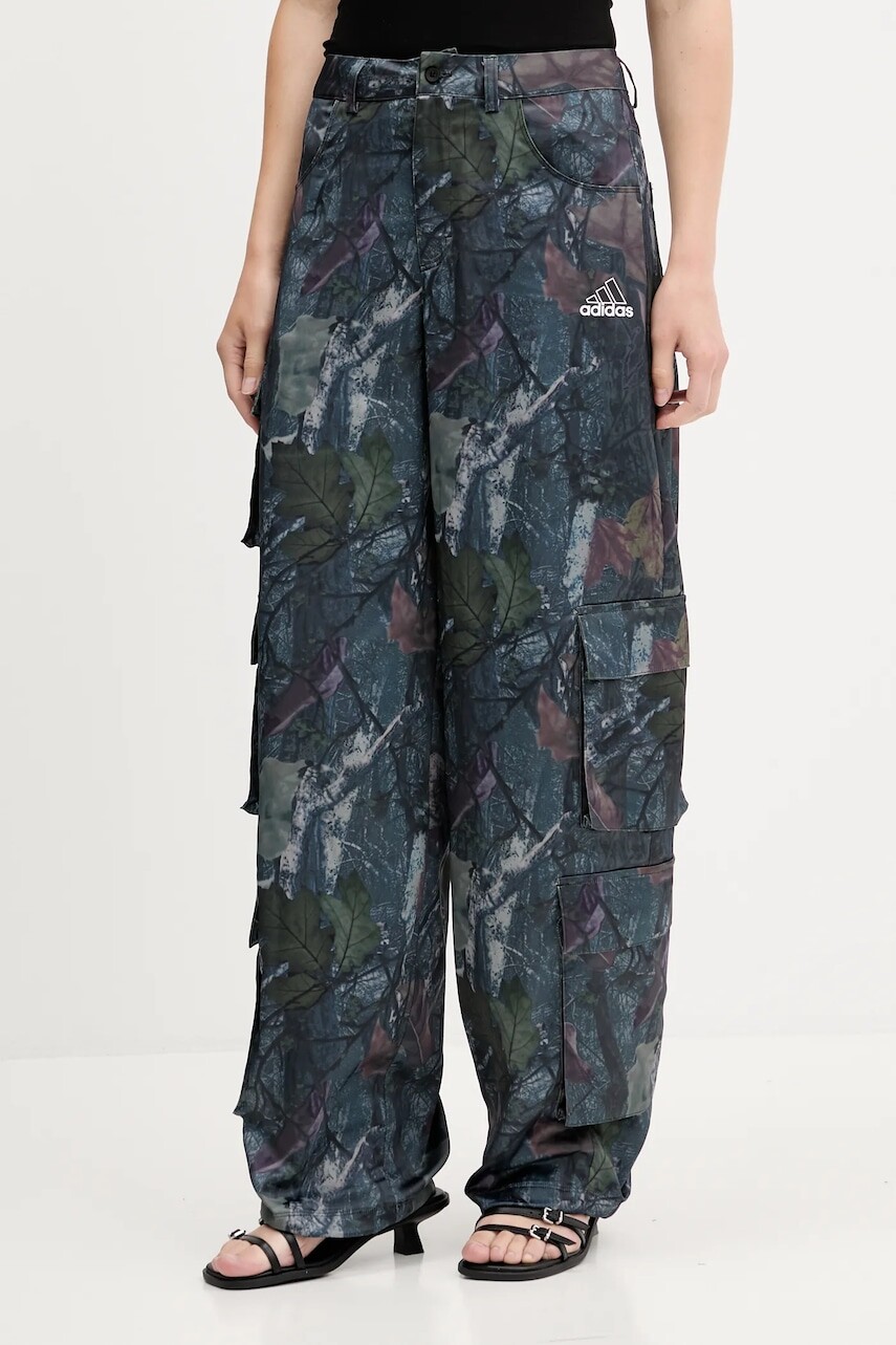 Nohavice adidas Originals Sat Cargo Pants zelená farba, rovný strih, vysoký pás, KE3741