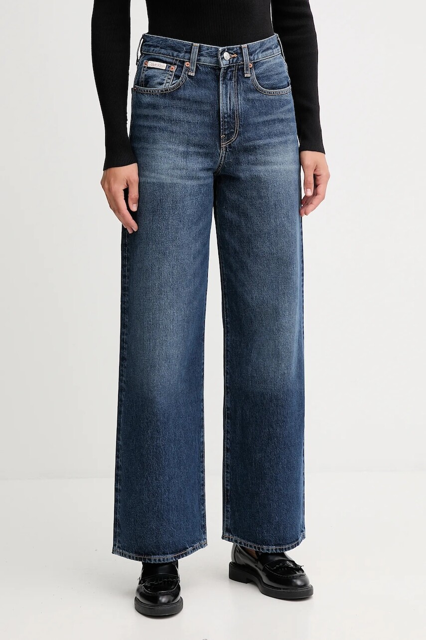 Bavlnené rifle Calvin Klein Jeans tmavomodrá farba, LV147B933G