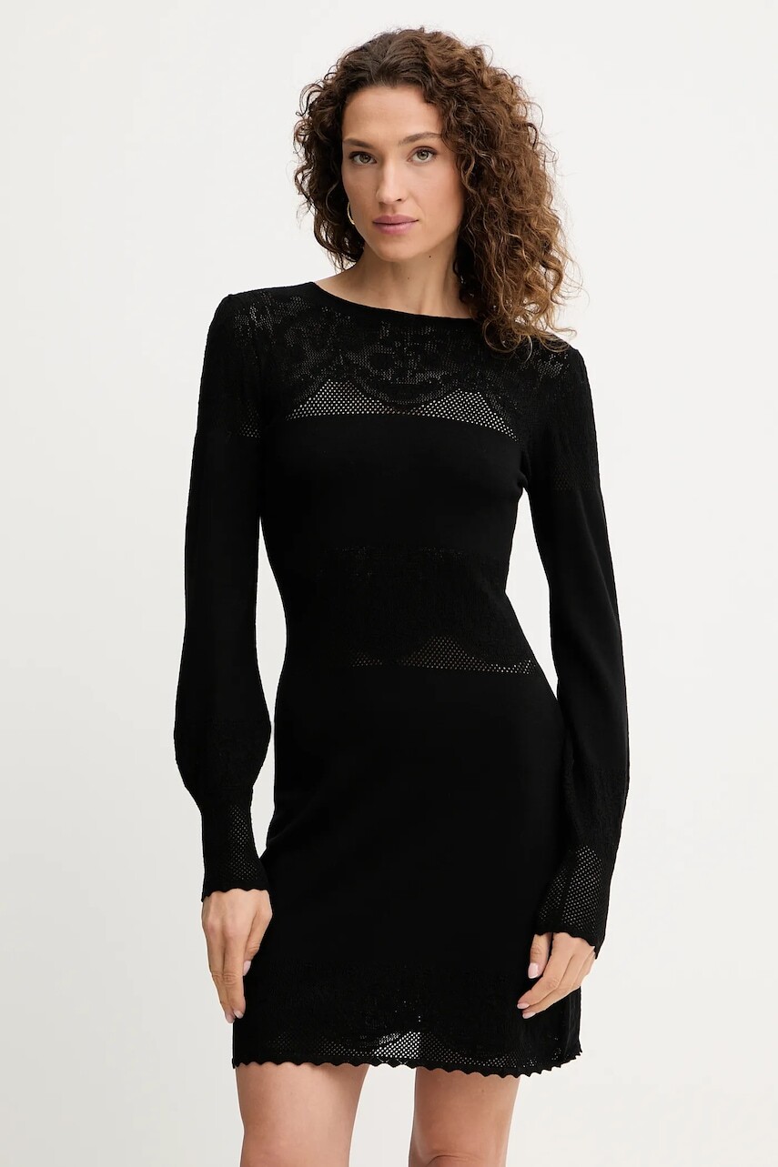 Šaty Twinset čierna farba, mini, rovný strih, 252TP3083