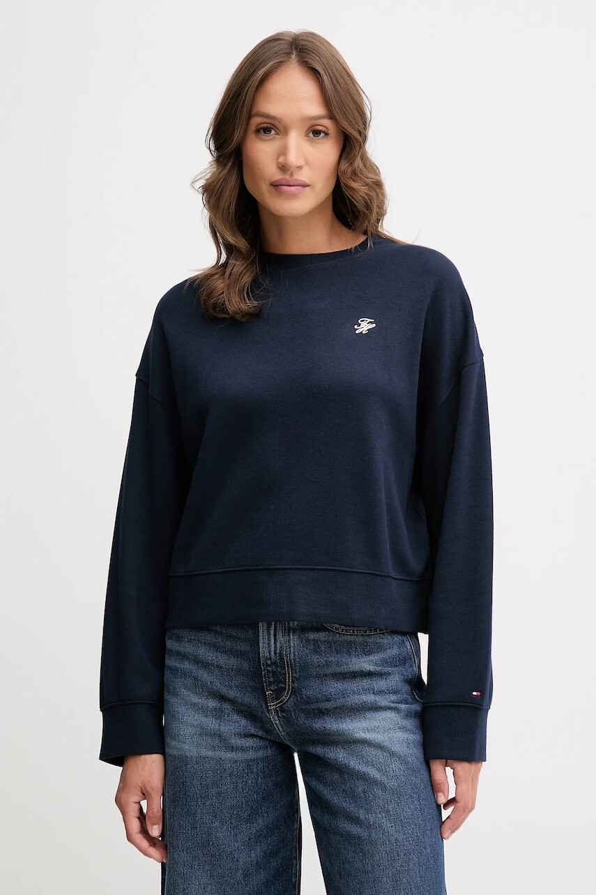 Mikina Tommy Hilfiger tmavomodrá farba, jednofarebná, WW0WW46152