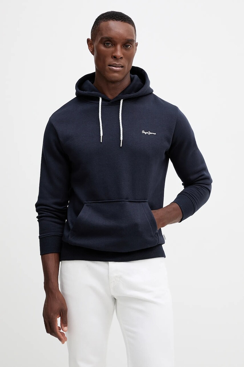 Mikina Pepe Jeans tmavomodrá farba, s kapucňou, jednofarebná, PM5800012