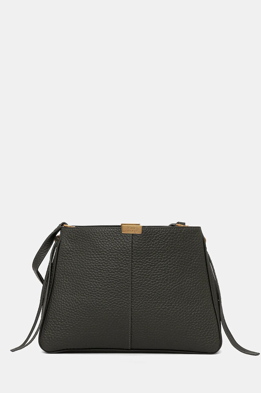 Kožená kabelka Tommy Hilfiger zelená farba, AW0AW17661