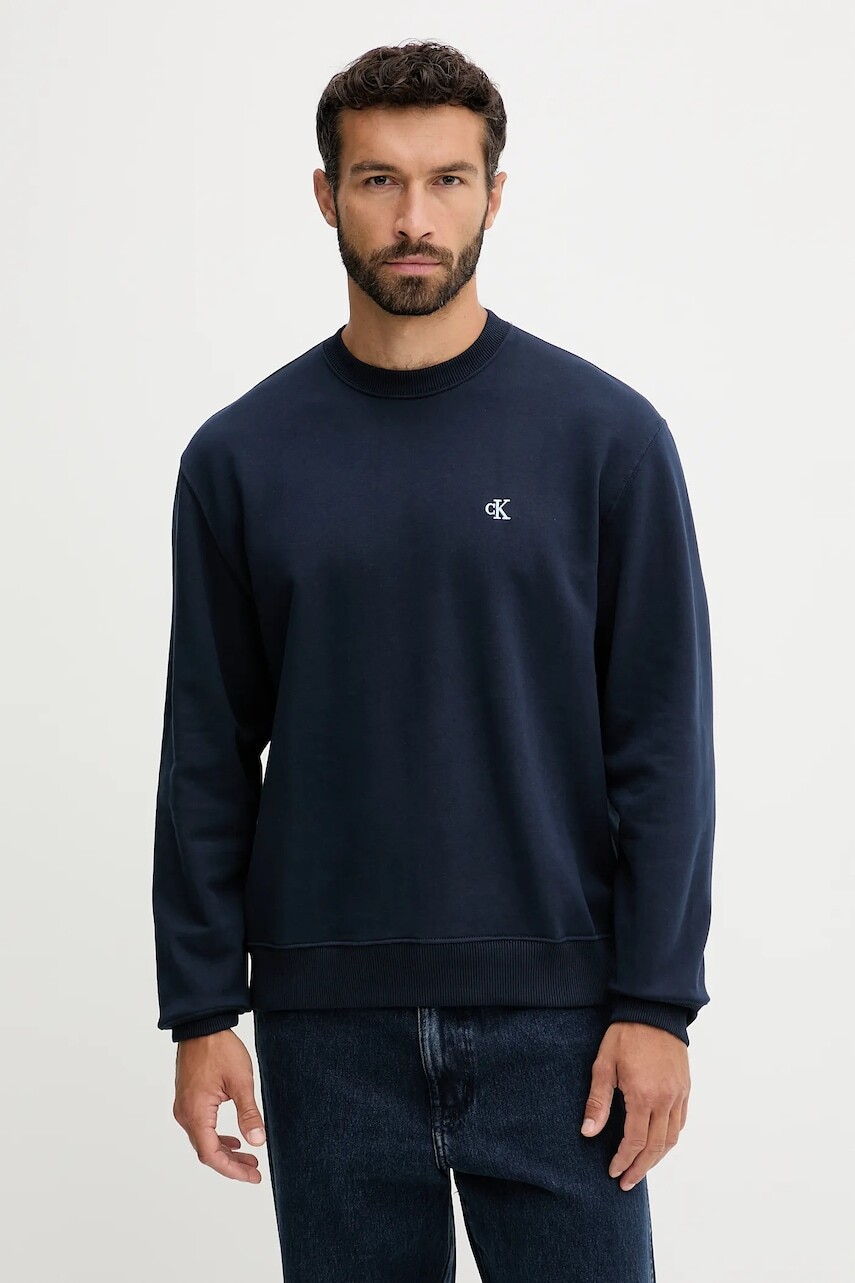 Bavlnená mikina Calvin Klein Jeans tmavomodrá farba, jednofarebná, LV04RC296G
