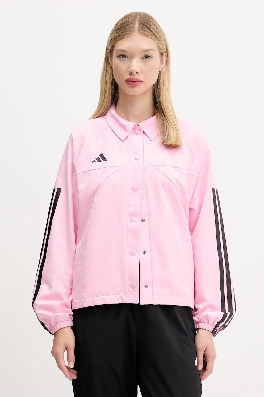 Bunda adidas House of Tiro ružová farba, prechodná, JL7648