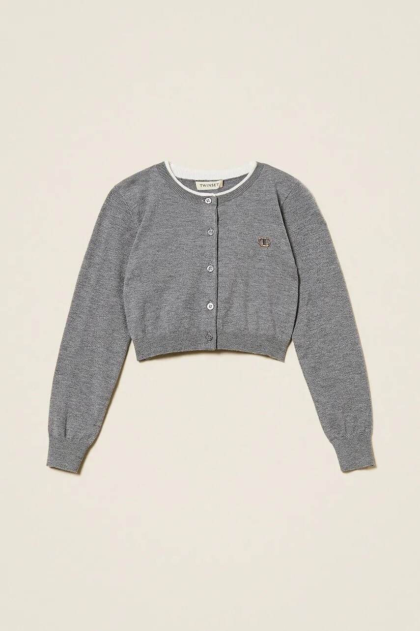 Detský sveter Twinset šedá farba, ľahký, 252GJ3010