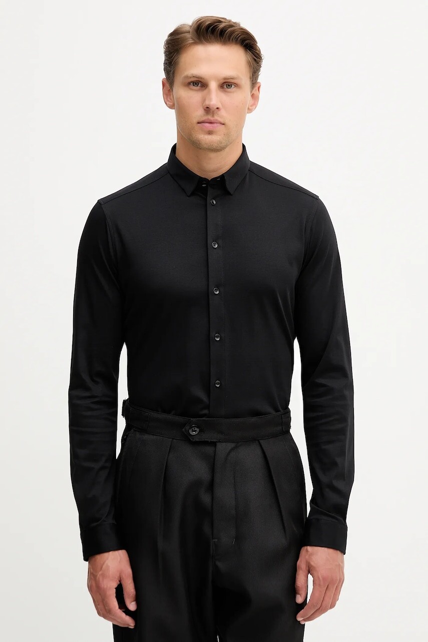 Bavlnená košeľa Mos Mosh MARCO čierna farba, regular, s golierom button-down, 500940