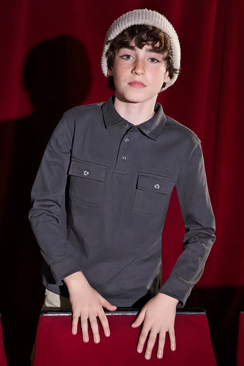 Detská bavlnená košeľa s dlhým rukávom Mayoral čierna farba, jednofarebná, 7103