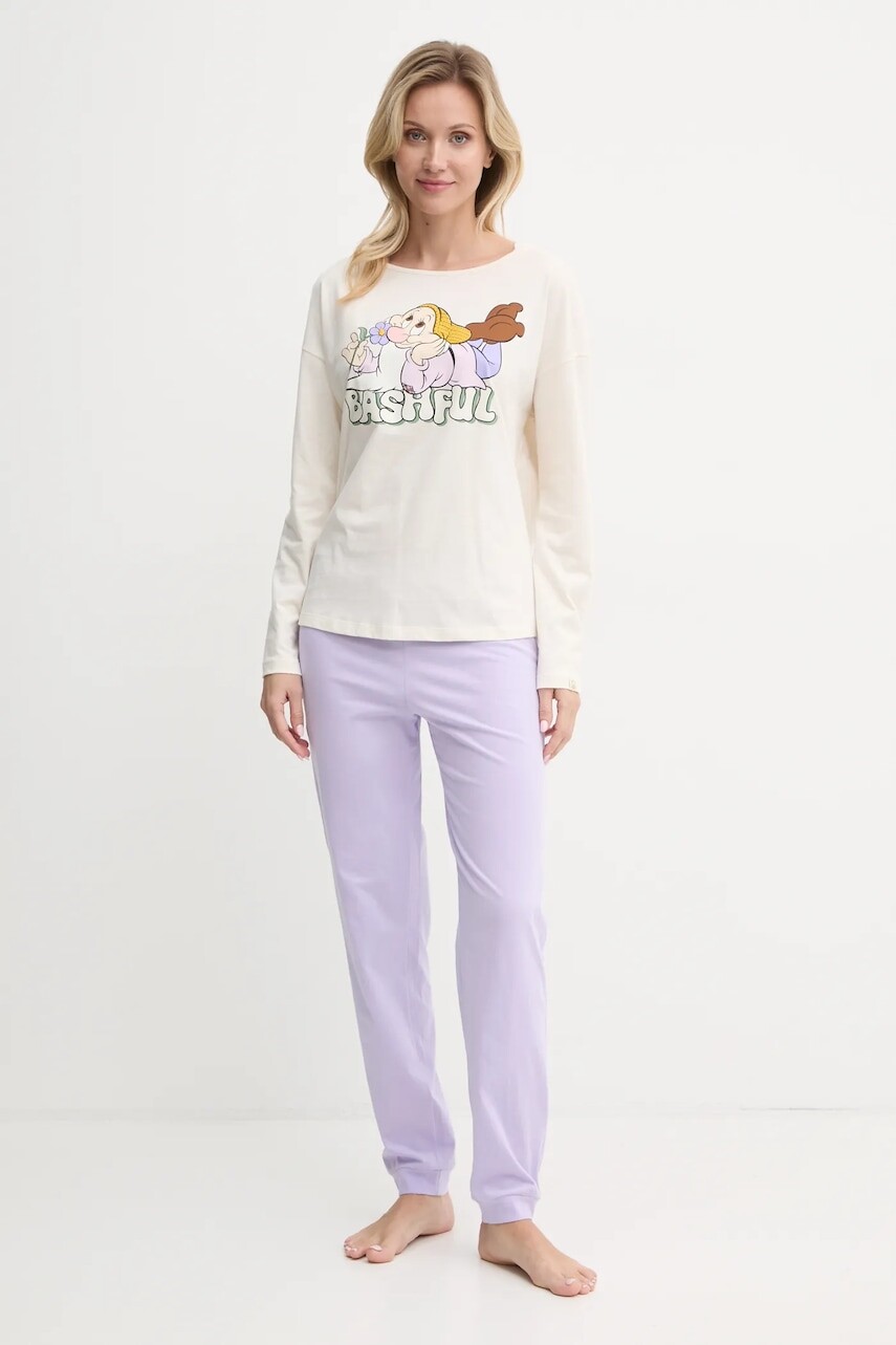 Bavlnené pyžamo United Colors of Benetton x DISNEY béžová farba, bavlnené, 3VD03P03E