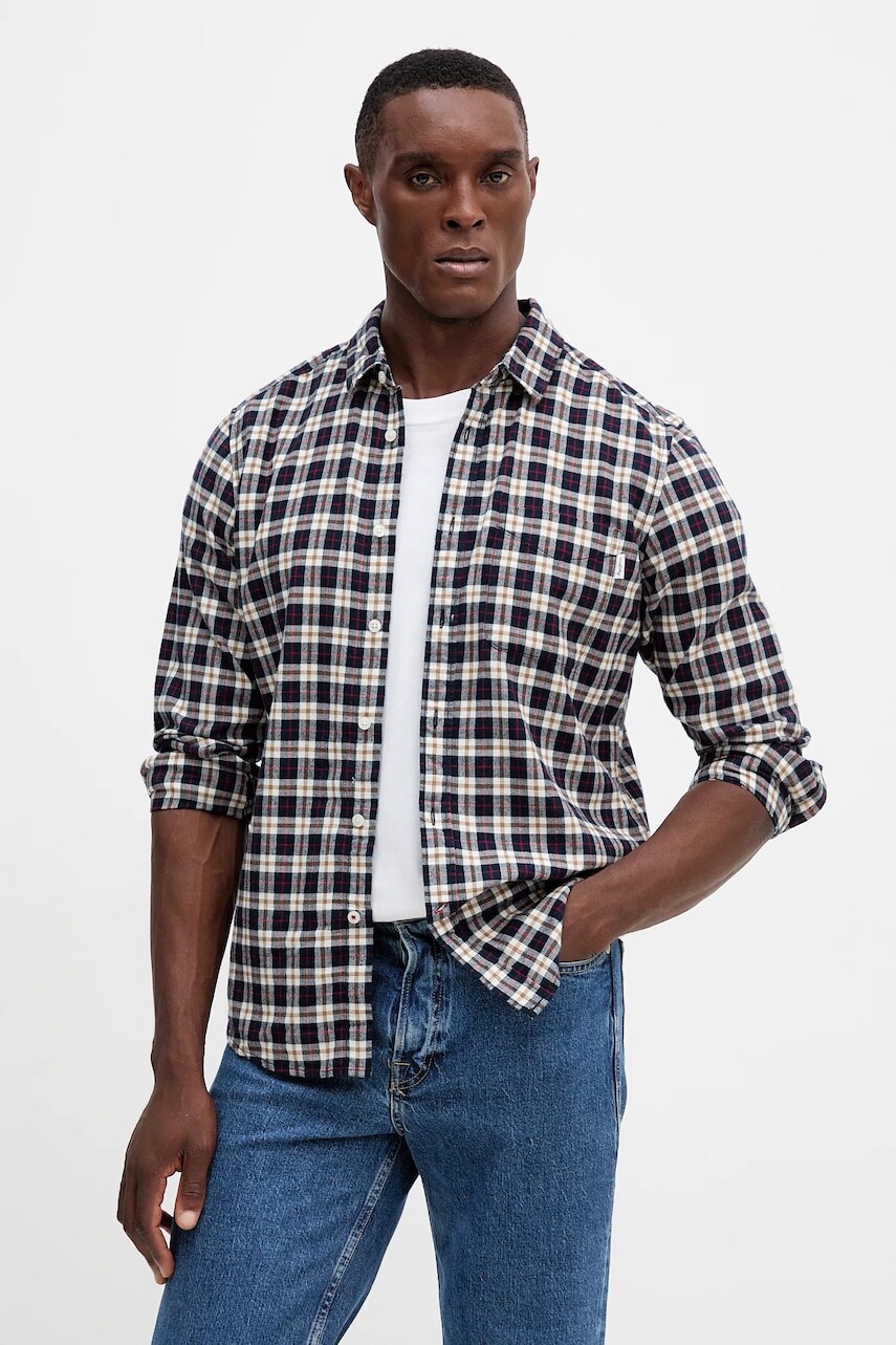 Bavlnená košeľa Pepe Jeans tmavomodrá farba, regular, s klasickým golierom, PM3090825