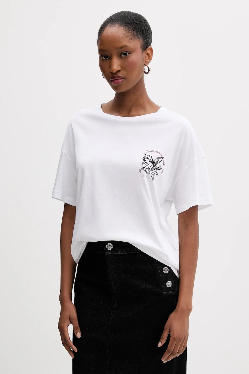 Bavlnené tričko Liu Jo dámske, biela farba, MF5416 JS923