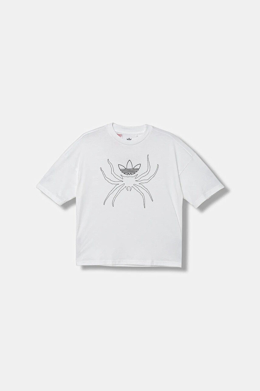 Detské bavlnené tričko adidas Originals biela farba, s nášivkou, JW7846