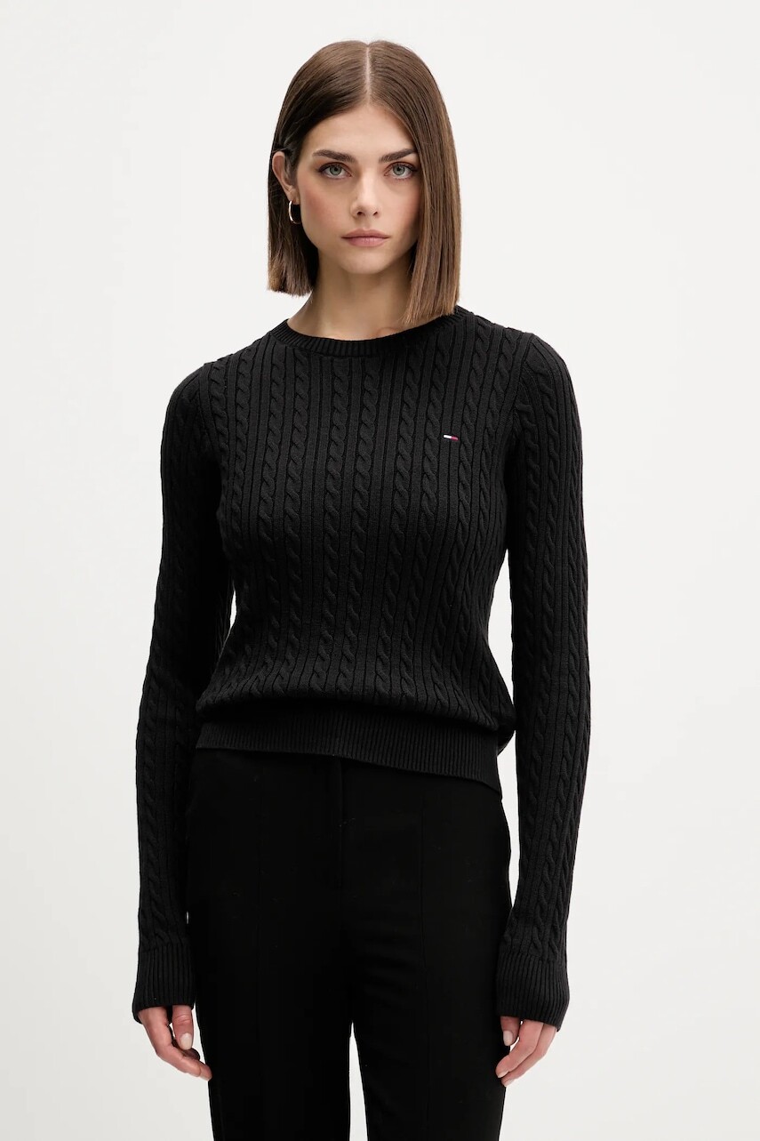 Bavlnený sveter Tommy Jeans čierna farba, ľahký, DW0DW22165