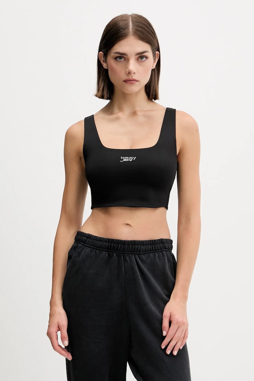 Top Tommy Jeans čierna farba, DW0DW21564