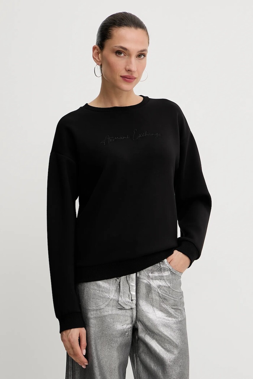 Mikina Armani Exchange čierna farba, s nášivkou, XW000835 AF13397