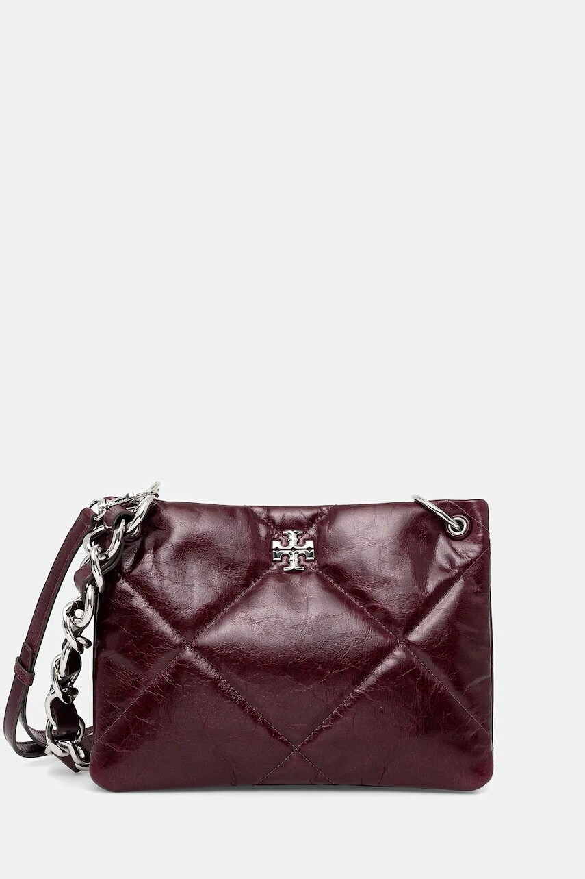 Kožená kabelka Tory Burch Kira Diamond Quilt fialová farba, 174842.500