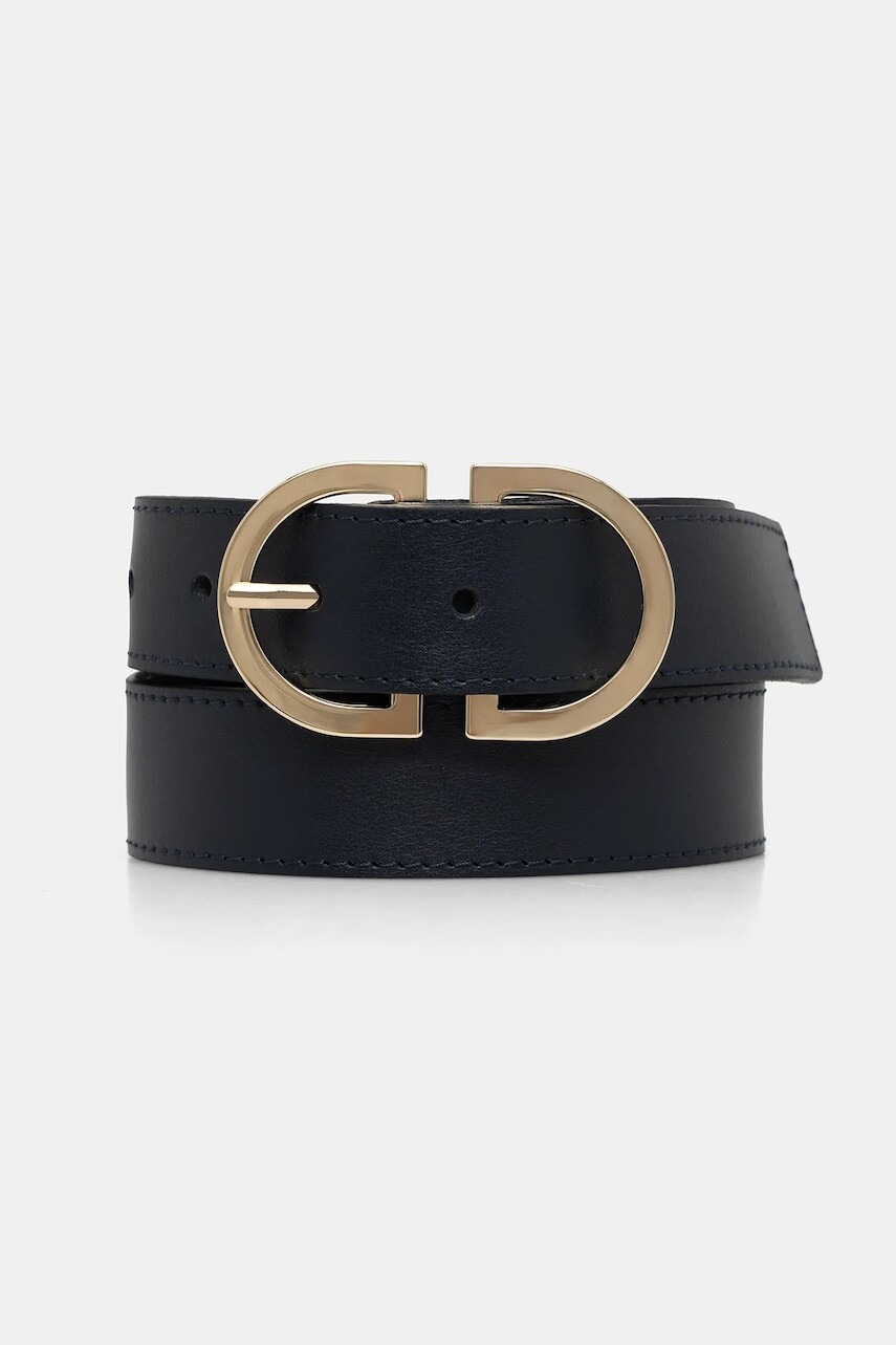 Kožený opasok Tommy Hilfiger tmavomodrá farba, AW0AW17972