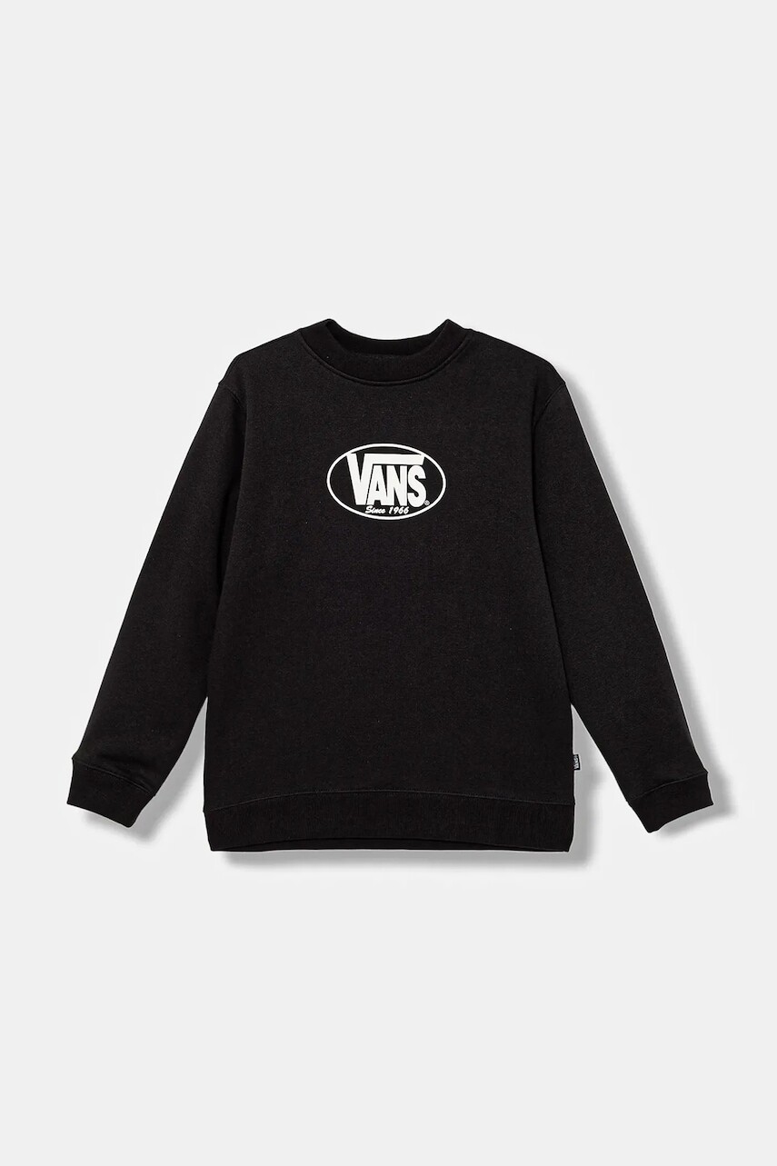 Detská mikina Vans Classic Oval Crew čierna farba, s potlačou, VN000PWVBLK1