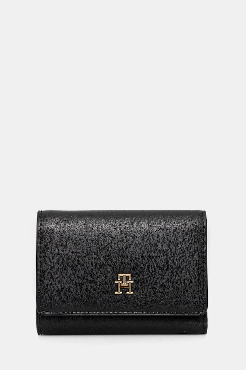 Peňaženka Tommy Hilfiger dámska, čierna farba, AW0AW17737