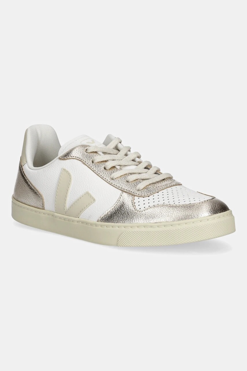 Detské kožené tenisky Veja Small V-10 Laces zlatá farba, CX0521003