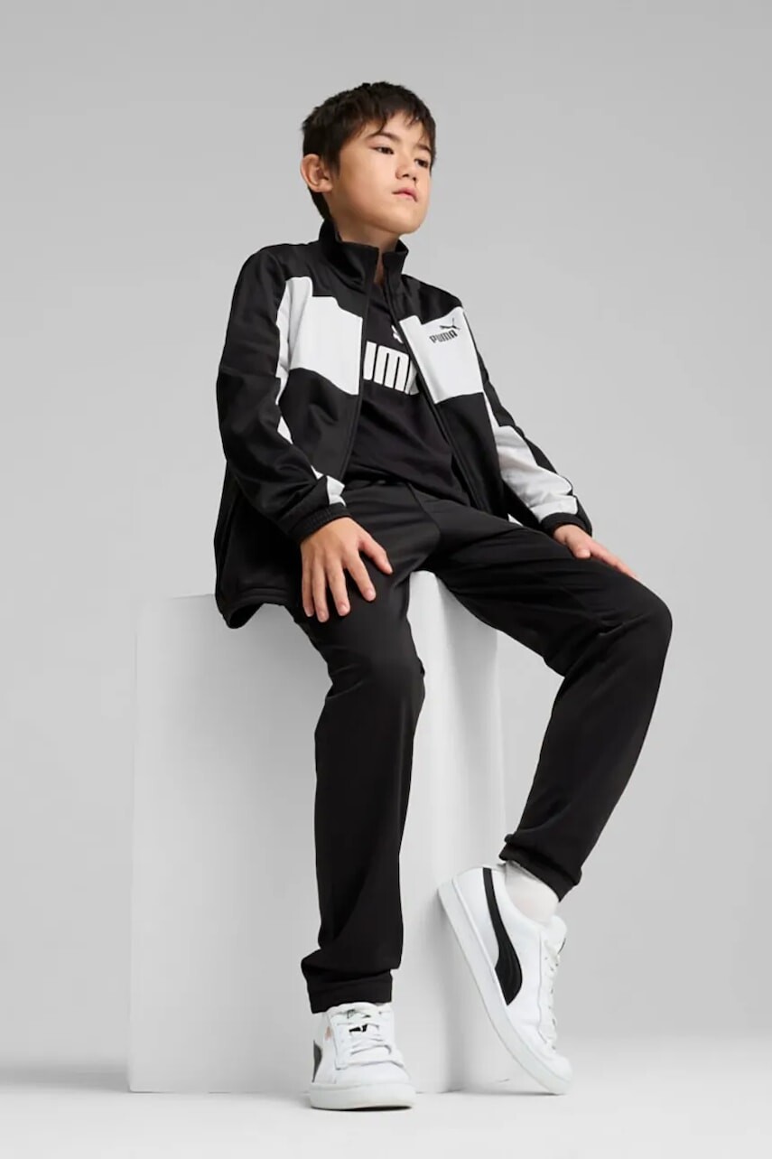 Detská tepláková súprava Puma PUMA Poly Colorblock Suit B čierna farba, 687361