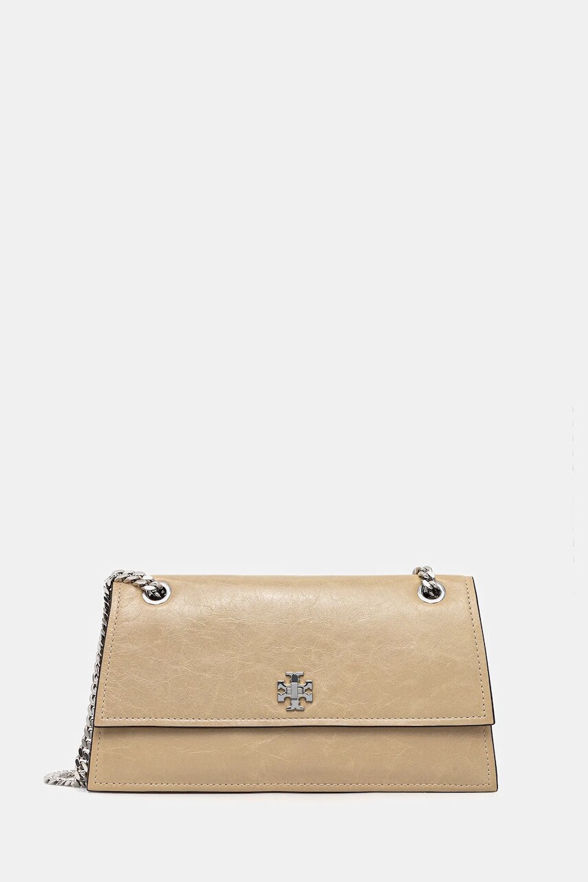 Kožená kabelka Tory Burch Kira Turnlock béžová farba, 169450.200