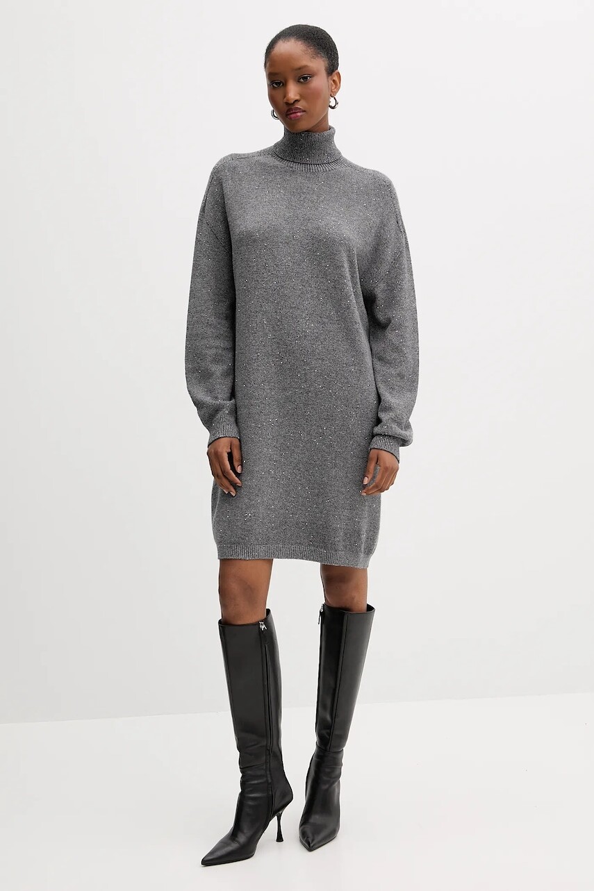 Šaty Liu Jo šedá farba, mini, oversize, MF5484 MA27R