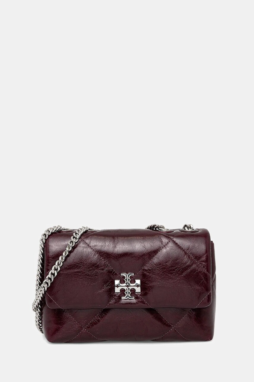 Kožená kabelka Tory Burch Kira Diamond fialová farba, 169326.500
