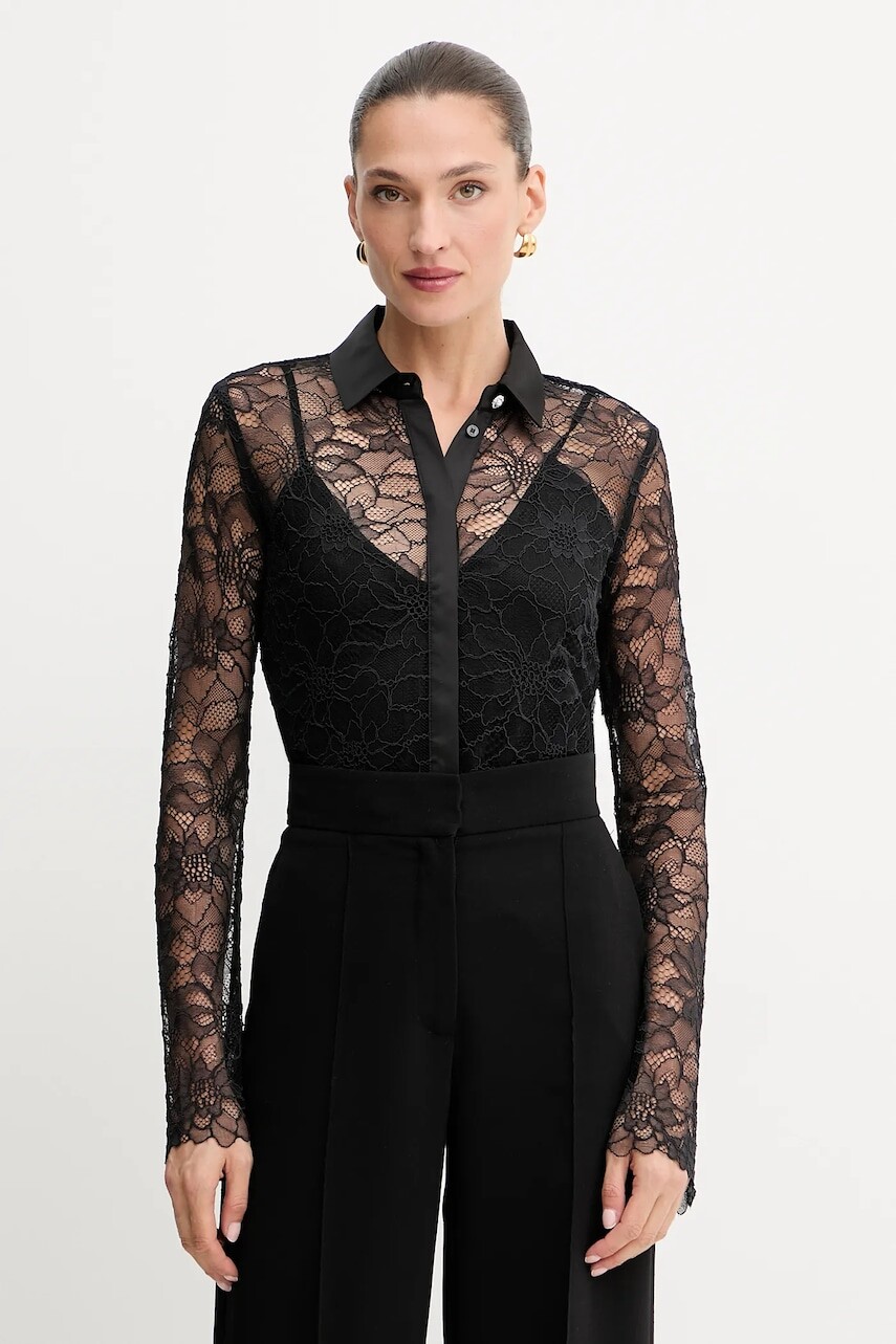 Košeľa Guess ANTOINETTE čierna farba, regular, s klasickým golierom, W5YH58 WHDY0