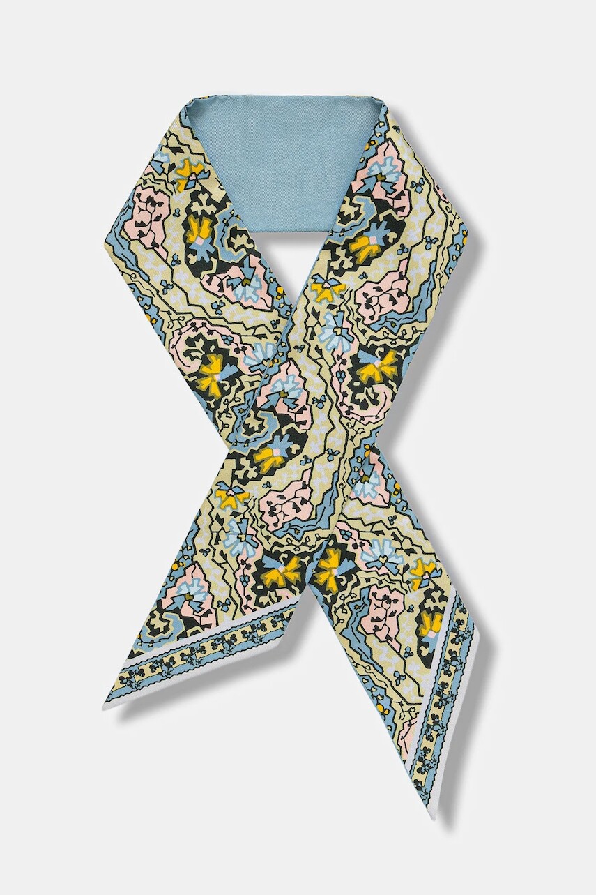Hodvábna šatka Tory Burch Dream Paisley Silk modrá farba, vzorovaná, 177165.960