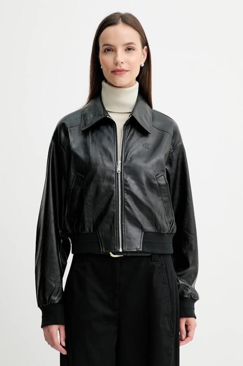 Bunda Calvin Klein Jeans čierna farba, prechodná, LV047C518G