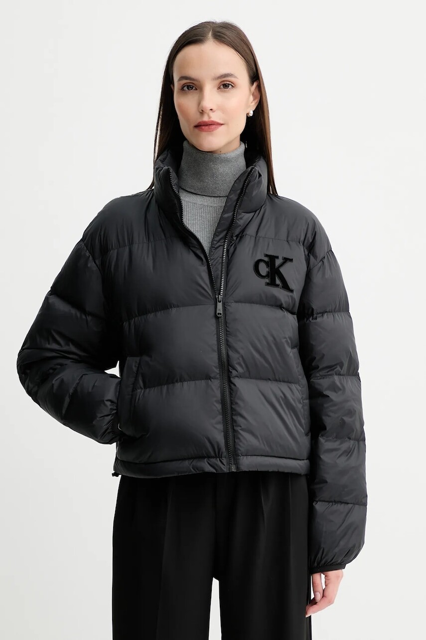 Páperová bunda Calvin Klein Jeans čierna farba, zimná, LV047D503G
