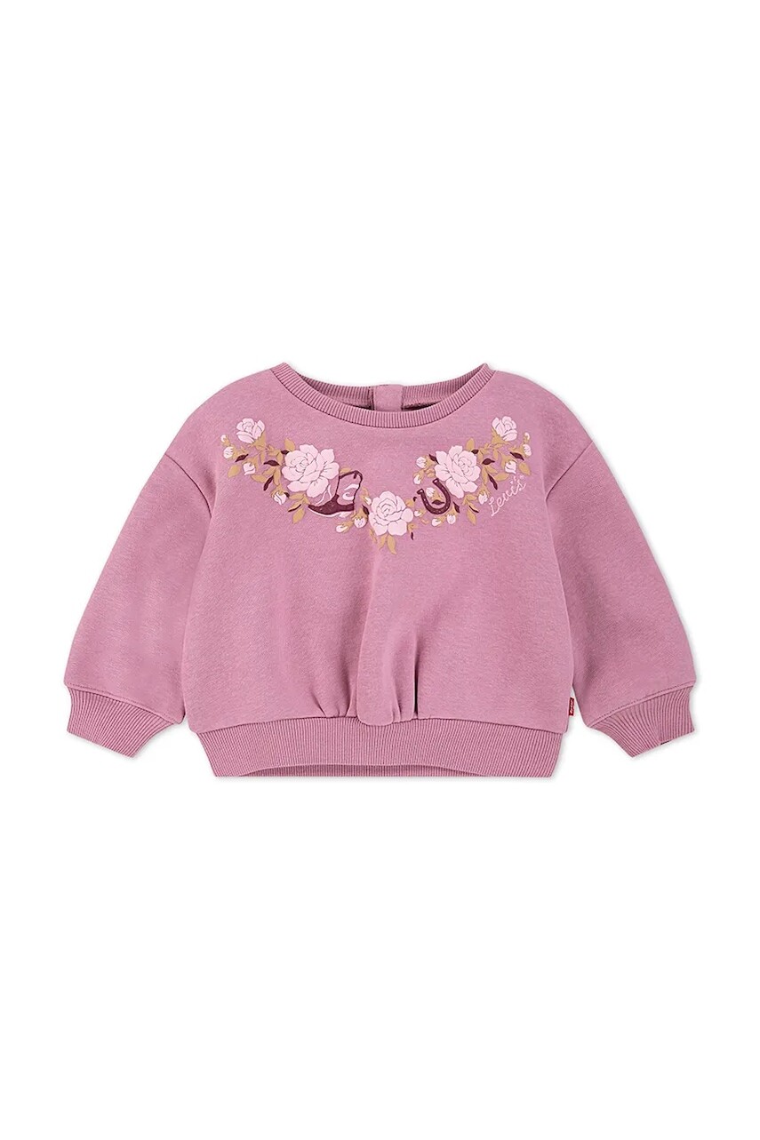 Mikina pre bábätká Levi's ROSE FRONT TUCK CREW ružová farba, s potlačou, 1EP015