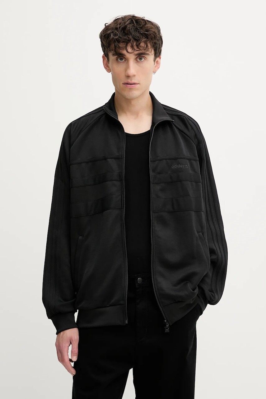 Mikina adidas Originals First TT čierna farba, s nášivkou, JX1488