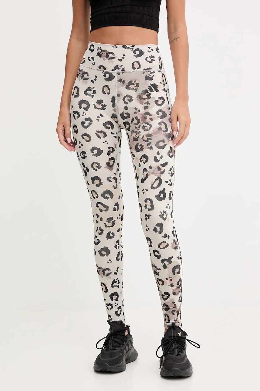 Tréningové legíny adidas Performance Optime Essentials Full Length Leggings Print béžová farba, vzorované, JY4606