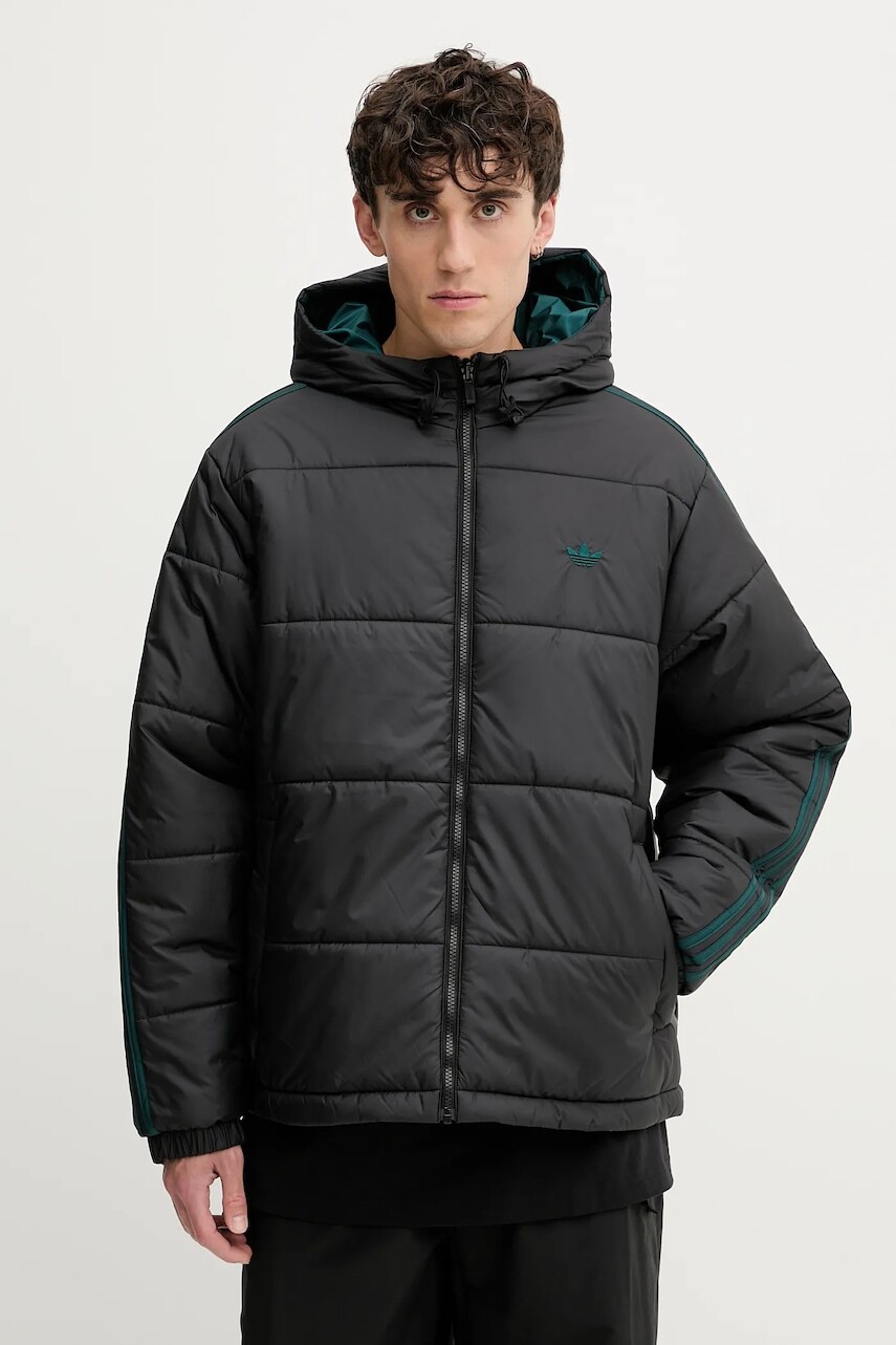 Obojstranná bunda adidas Originals Adicolor čierna farba, zimná, JX6447