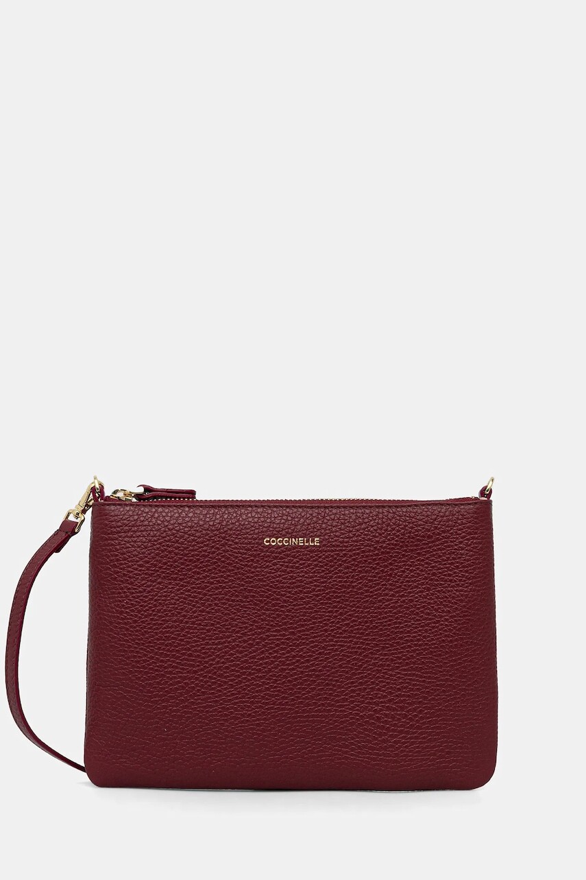 Kožená kabelka Coccinelle BEST CROSSBODY bordová farba, E5.MMA.55.F5.01